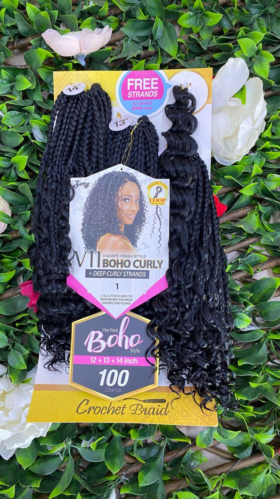 Zury V11 Boho Curly + Deep Curly Strands Crochet Braid