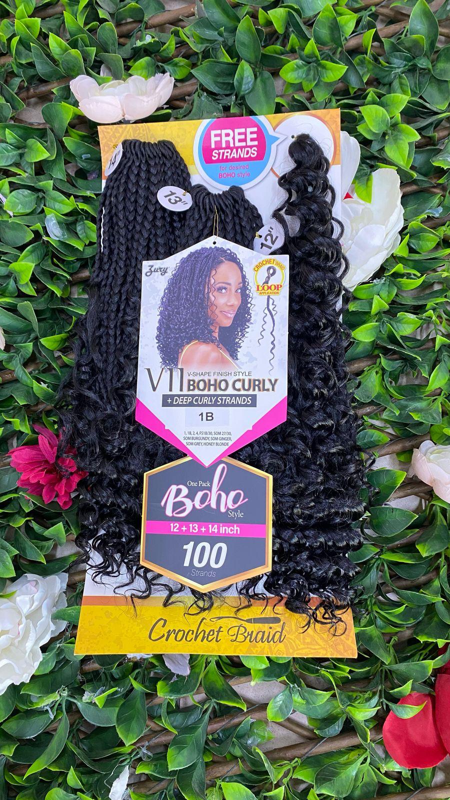 Zury V11 Boho Curly + Deep Curly Strands Crochet Braid