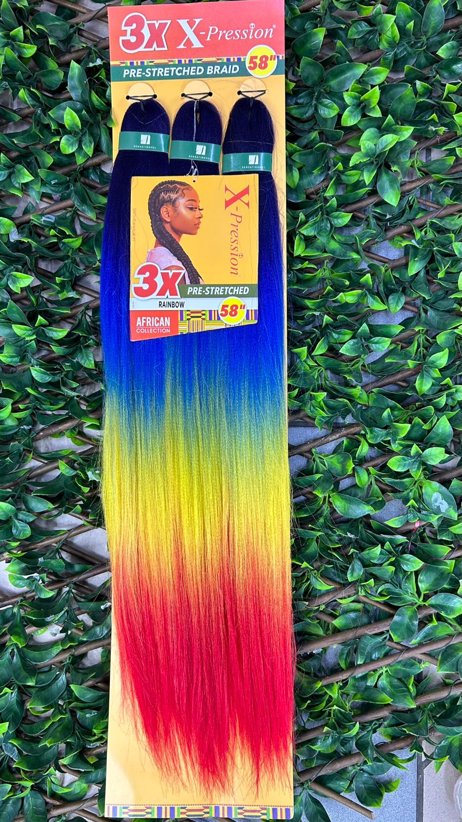 3X X-Pression Pre-Stretched Braid 58” Rainbow